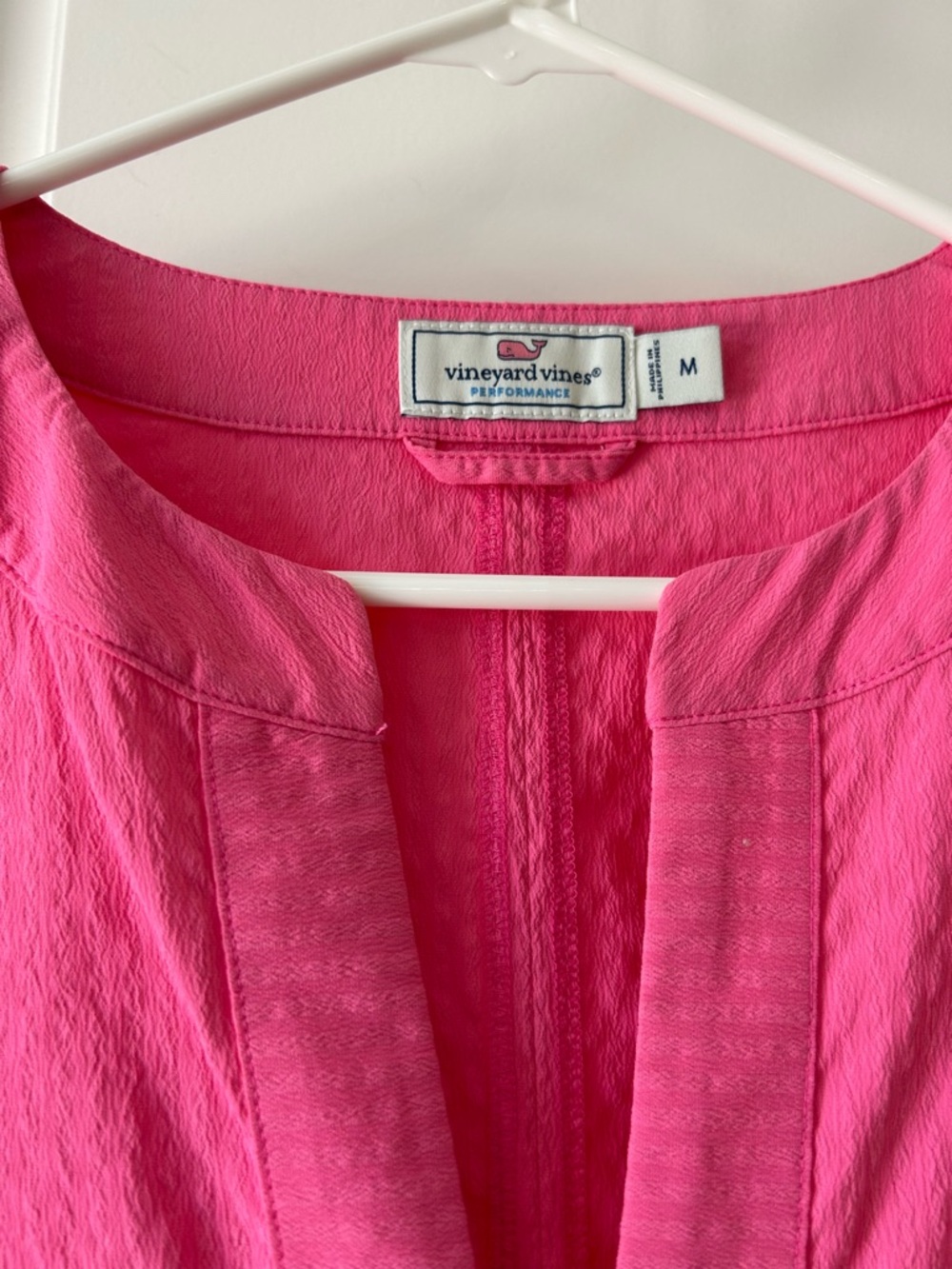 Vineyard Vines Bright Pink Split V Mini Dress - Picture 3 of 4